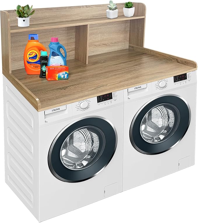 Royxen 2-Tier Washer Dryer Countertop, 19.5"H Wood Washer and Dryer Topper by Royxen