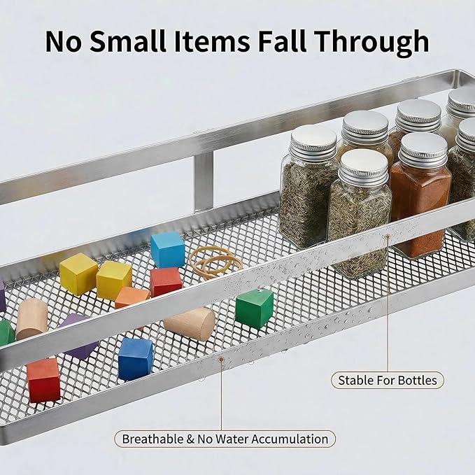 PUSDON 5-in-1 16.5" Extra Long Kitchen Organizer & Shower Caddy Set, Wall Mount - Image 4
