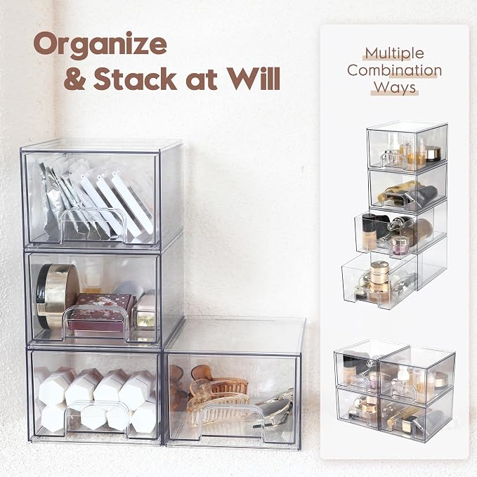Sea Team 4-Pack Clear Makeup Organizer - Image 3