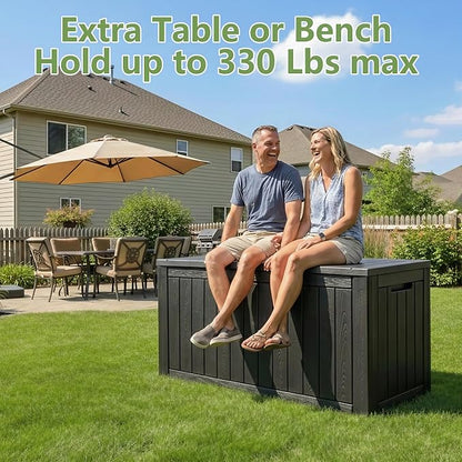 KAMABOKO 97 Gallon Waterproof Large Resin Deck Box, Lockable Large Outdoor - Image 5