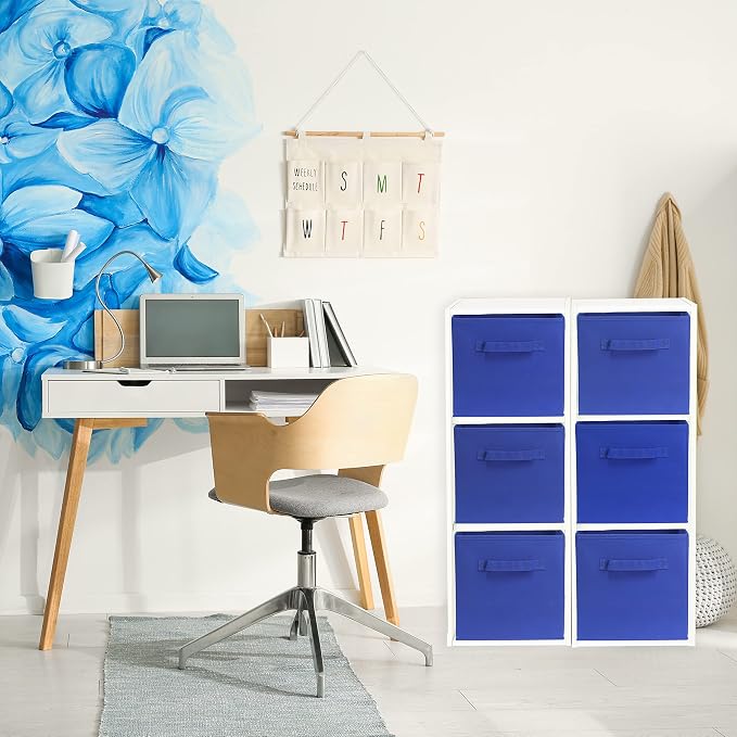 Simple Houseware Foldable Cube Storage Bins, 11-Inch Dark Blue - Image 5