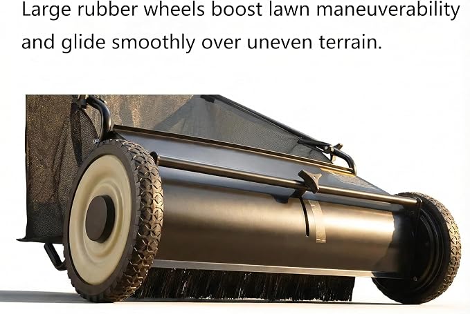 Lawn Push Sweeper, 7 Cu. Ft. Hopper Capacity, 4 Spinning Brushes, Angle & - Image 9
