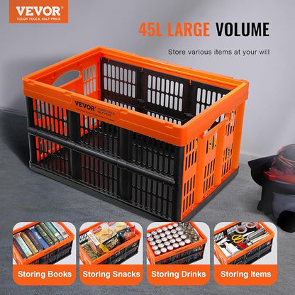 VEVOR 45L Collapsible Milk Crates 3 Packs, Stackable Storage Baskets - Image 2