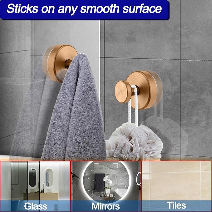 Bntuk Suction Cup Hooks for Shower, Removable Towel Hooks for Bathroom Window - Image 2