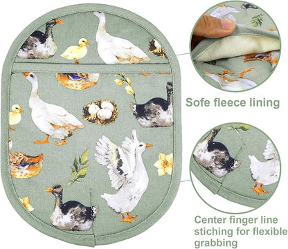 Pot Holders Set of 2 with Transparent Clear Silicone Shell and Nice Duck Flower - Image 5