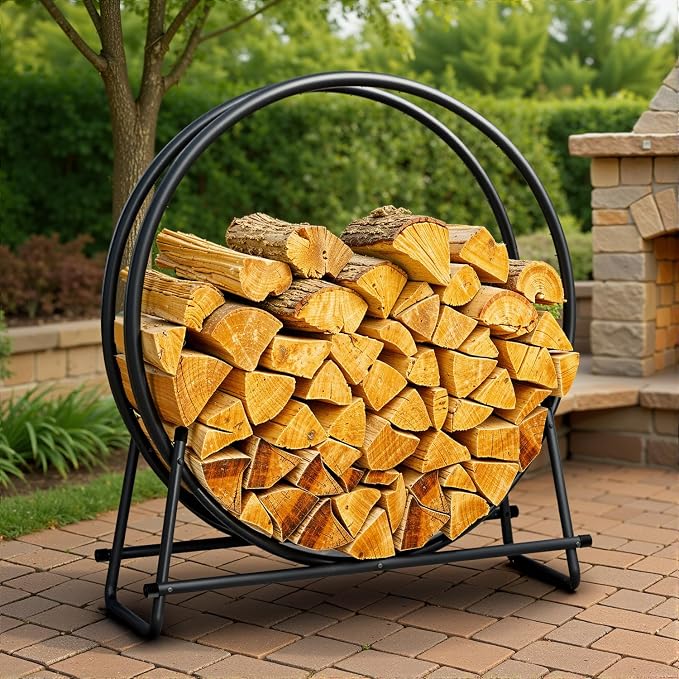 IDZO 41in Firewood Rack, 400lbs Load Capacity, Rust Resistant Steel, Wood by Idzo