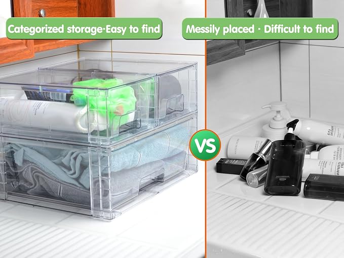 Stackable Storage Drawers, High-strength Clear Plastic Multi-purpose Organizer - Image 8