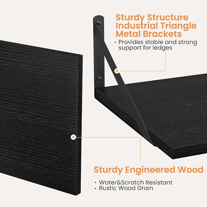 Heimlove Black Deep Floating Shelves - Image 4