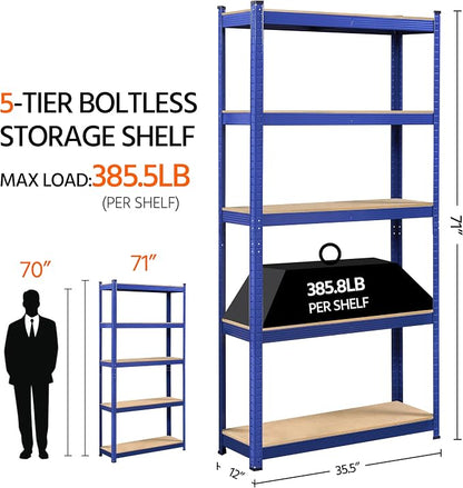 Topeakmart 5-Tier Utility Shelves, Metal Adjustable Garage Shelves Storage - Image 3