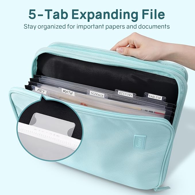 SUNEE Zippered Binder Bag with Handle, 2-Inch 3-Ring O-Ring, 500-Sheet Capacity - Image 2