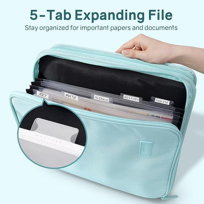 SUNEE Zippered Binder Bag with Handle, 2-Inch 3-Ring O-Ring, 500-Sheet Capacity - Image 2