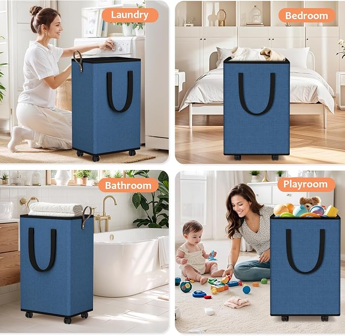 SpaceTrove Laundry Basket with Wheels, Collapsible Laundry Baskets, Laundry - Image 7