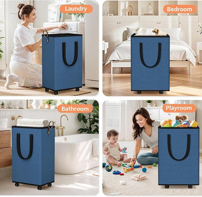 SpaceTrove Laundry Basket with Wheels, Collapsible Laundry Baskets, Laundry - Image 7