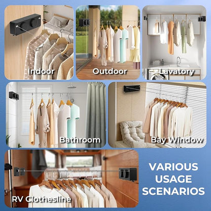 Retractable Clothesline Indoor Outside Heavy-Duty, Upgrade 304 Double Stainless - Image 3