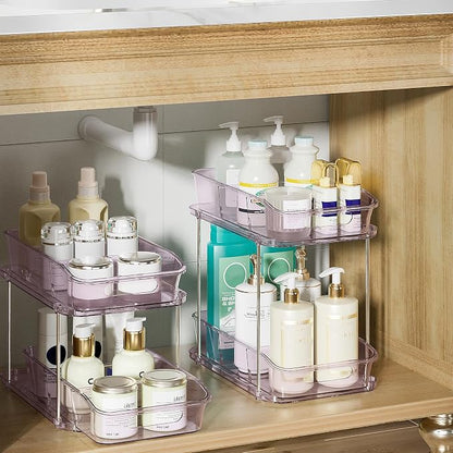 Delamu 2-Tier Under Sink Organizers and Storage, Pull Out Kitchen Pantry - Image 2