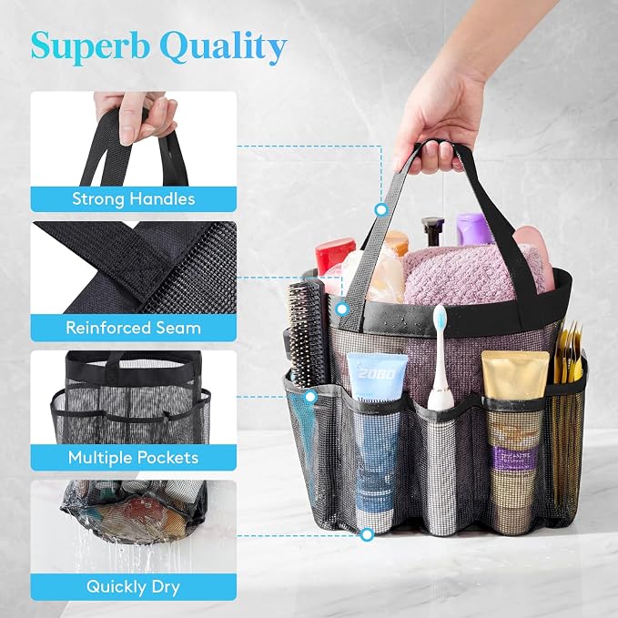 Lifewit Mesh Shower Caddy 2 Packs, Freestanding Portable Shower Tote Bag - Image 5