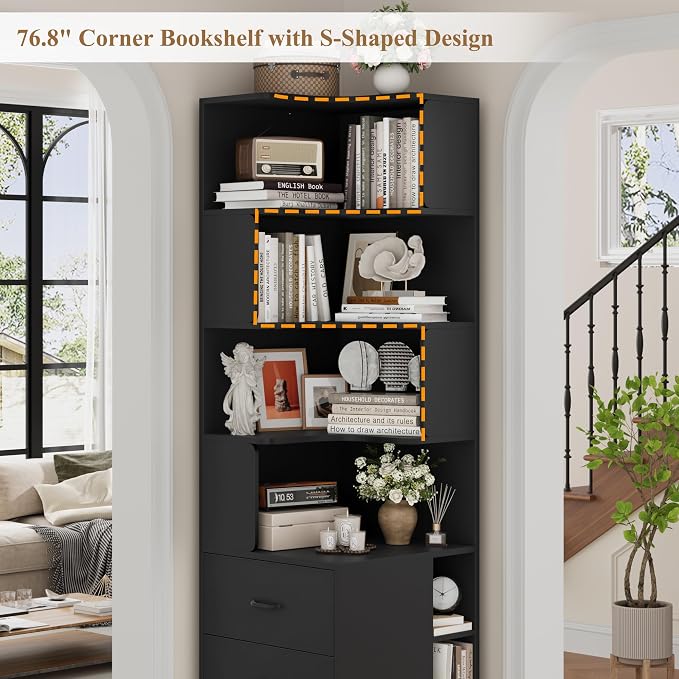 FACBOTALL 76.8” Corner Bookshelf - Image 5