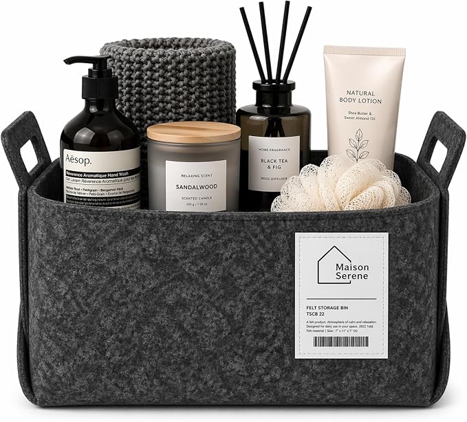Collapsible Felt CHARCOAL Storage Basket by Unknown