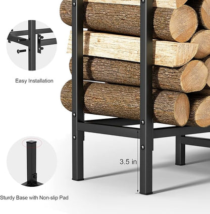 CADUKE 4ft Firewood Rack with Cover, Outdoor Firewood Log Rack - Image 6