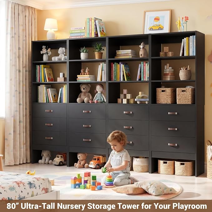 8FT Closet System with Leather Handles, Wood Wardrobe Closet Organizer and - Image 5