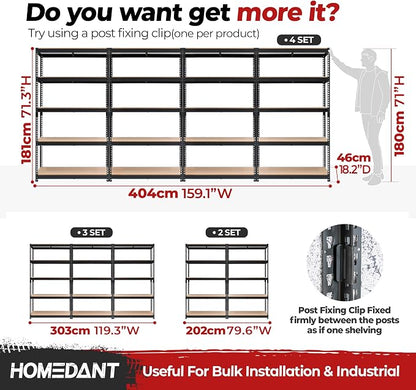 HOMEDANT 5-Tier Laminated Boltless Heavy Duty Metal Shelving Unit Adjustable - Image 8