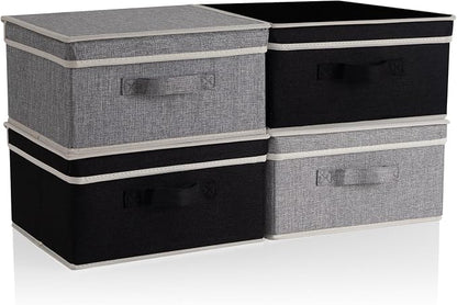 Storage Bins with Lid, Foldable Clothing Storage Box case with Handle by DOMEraax