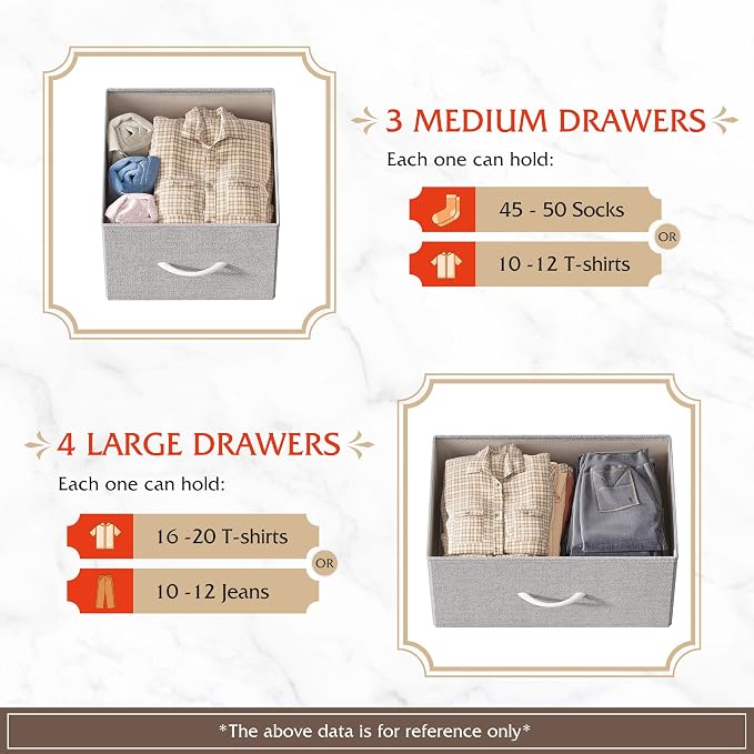 WLIVE Dresser for Bedroom, 7 Drawers, TV Stand, Light Grey | 7 roomy fabric - Image 5