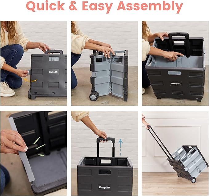 ECR4Kids Universal Collapsible Rolling Utility Storage Cart, Mobile Organizer - Image 5