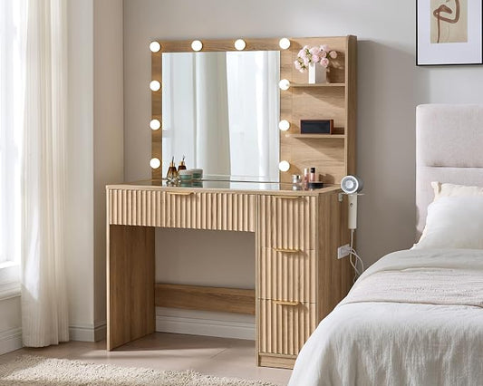 AMERLIFE 36.2" Fluted Vanity Desk by AMERLIFE