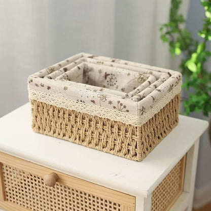 YRMT Storage Baskets Set of 3, Decorative Paper Rope Woven storage Baskets - Image 4