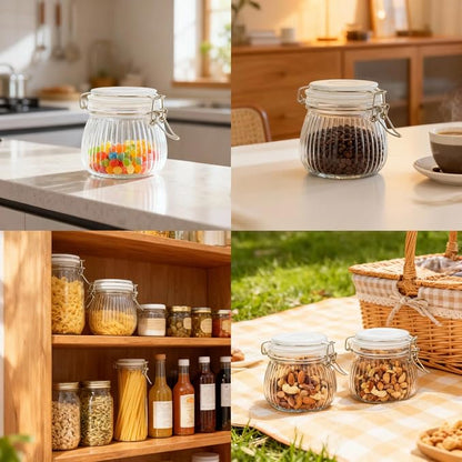 17oz Airtight Glass Jars with Lids, Small Food Storage Container Set of 6 - Image 6