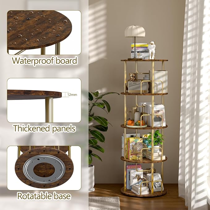 360° Rotating Bookshelf, Revolving Bookcase - Image 5