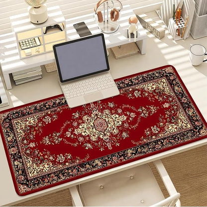 Red Vintage Persian Rug Mouse Pad – Large Extended Desk Mat 35.43 x 15.75 in – - Image 7