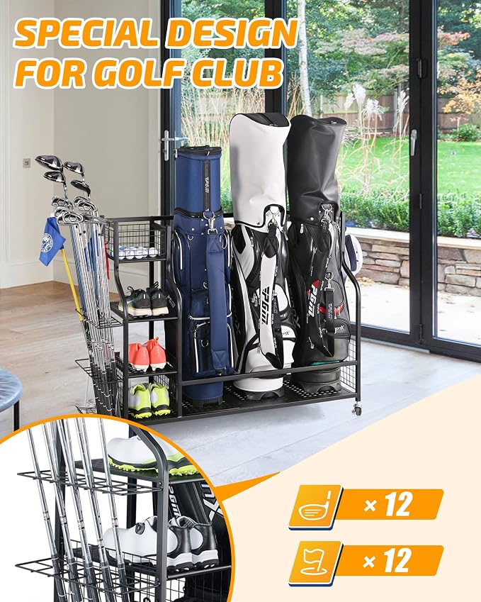 PLKOW Golf Bag Storage Garage Organizer, Extra Large Size Golf Bag Storage - Image 4