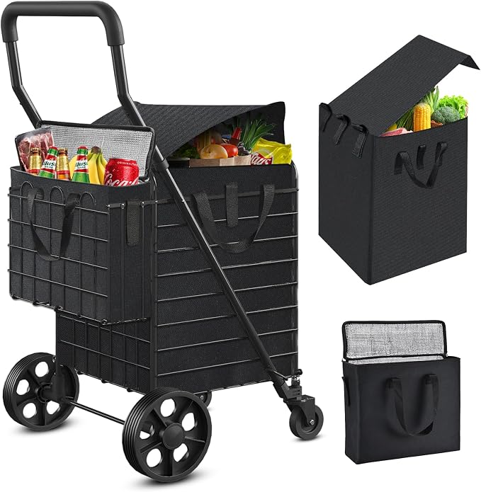 Shopping Cart for Groceries, Folding Utility Cart by Siffler