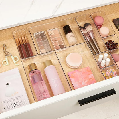 Vtopmart 10 Pcs Makeup Drawer Organizer Bins Set, 4 Size Plastic Makeup and - Image 3