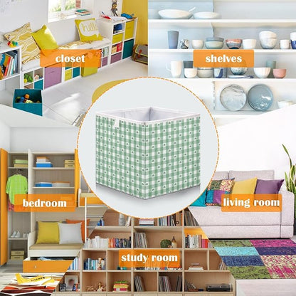 Green White Gingham Pattern Shamrocks Closet Organizers Storage Cubes Storage - Image 6