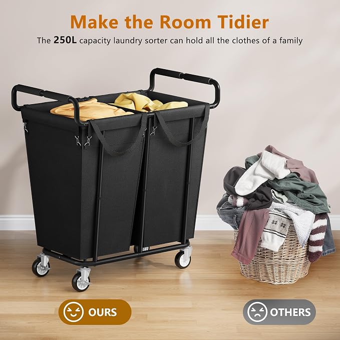 Large Laundry Hamper with Wheels, 2 - Image 3