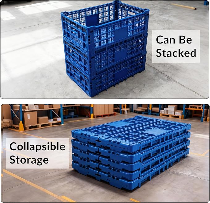 Collapsible Storage Crates, 52 Liter Heavy Duty Foldable Plastic Crates - Image 7