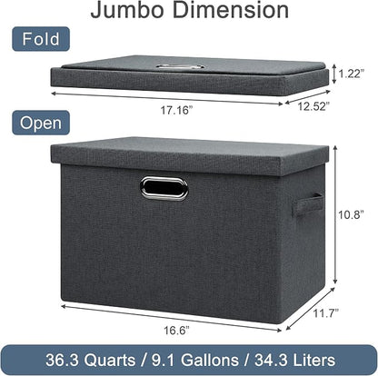 Large 17" 36 Quart Collapsible Stackable Storage Bins - Image 2