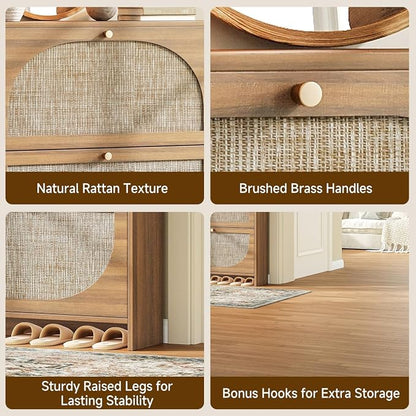 Nicetree Rattan Arched Accent Shoe Storage Cabinet - Image 6