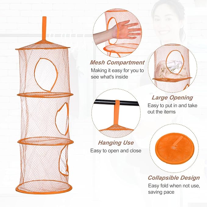 uxcell 2Pcs Mesh Hanging Storage Basket - Image 3