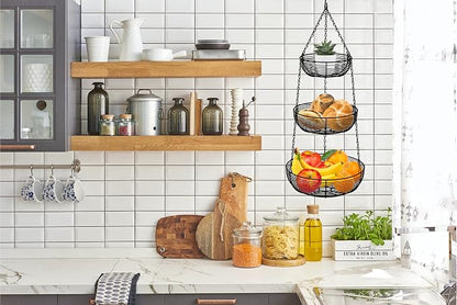 3-Tier Hanging Basket Fruit Organizer Kitchen Heavy Duty Wire Organizer - Image 8