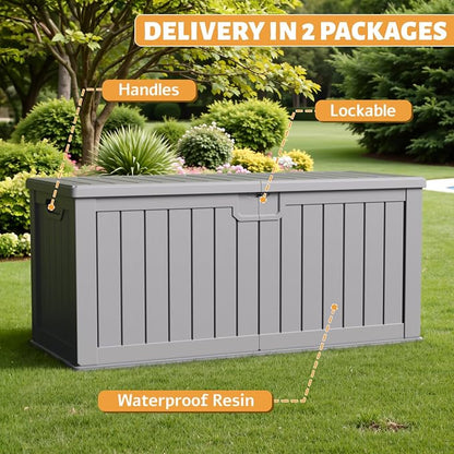 Flamaker 250 Gallon Resin Deck Box, XXL Waterproof Storage Box - Image 3