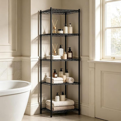 Wire Storage Standing Shelf Rack Tower, Corner Metal Shelving Unit - Image 8