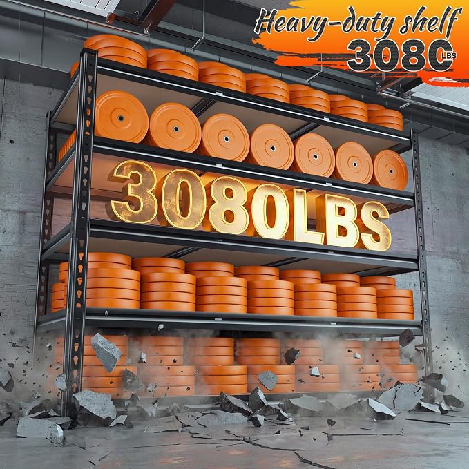 REIBII 48" W Garage Shelving 3080LBS Storage Shelves 5 Tier Industrial Shelving - Image 4