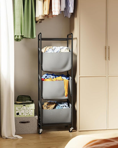 3 Section Laundry Sorter with Removable Bags, 120L Rolling Vertical Laundry - Image 6