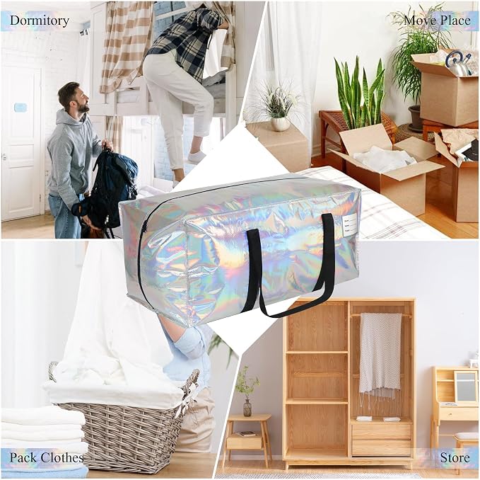 4 Pack Heavy Duty Moving Bags Extra Large Waterproof Foldable Clothing Storage - Image 5
