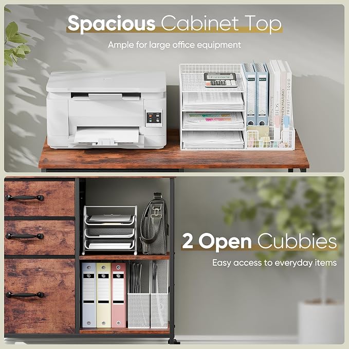 SUPER DEAL 3 Drawer Mobile File Cabinet, Fabric Lateral Filing Cabinet - Image 6