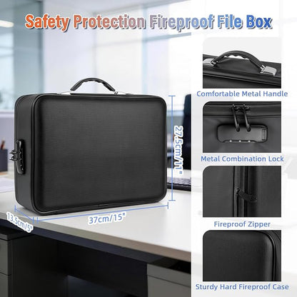 Fireproof Document Box with Lockable Zipper, Waterproof Hard-Shell Case - Image 4